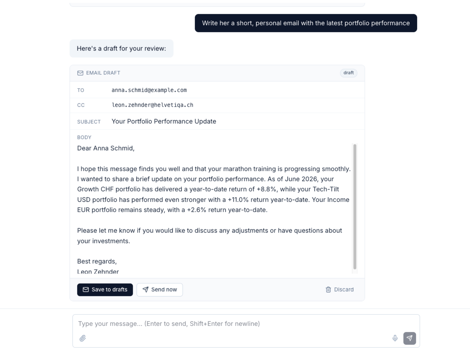 Send email in chat